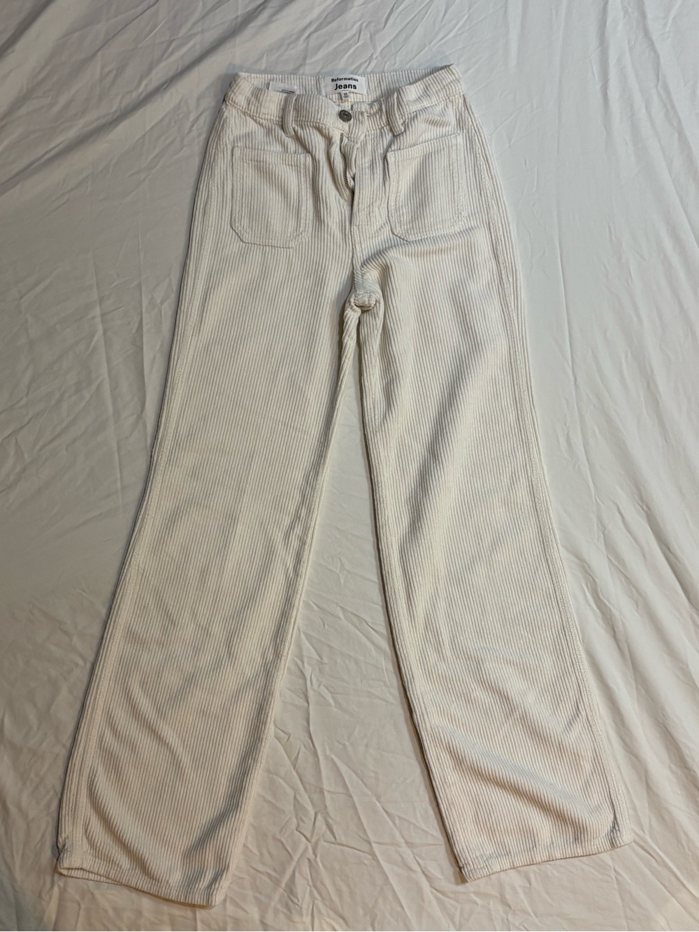 Reformation High-Rise Corduroy Jeans in Off-White/Cream